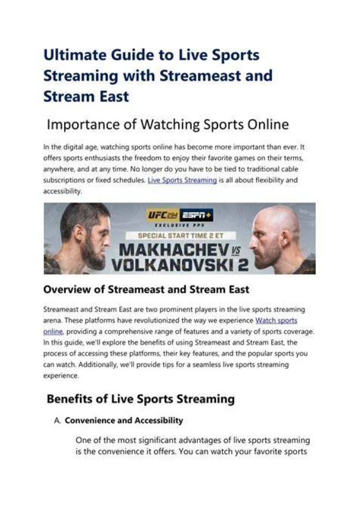 Streameast.live: Your Ultimate Guide to Stream Sports Events