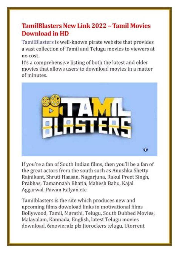 TamilBlasters New Link Today: Your Ultimate Guide to Latest Movie Downloads